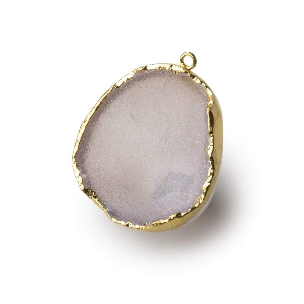 Gold Leafed Heavenly Pink Concave Drusy Pendant 1 focal bead 33x31x16mm  A Grade