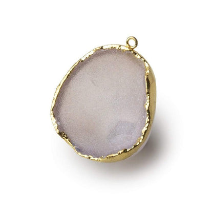Gold Leafed Heavenly Pink Concave Drusy Pendant 1 focal bead 33x31x16mm  A Grade