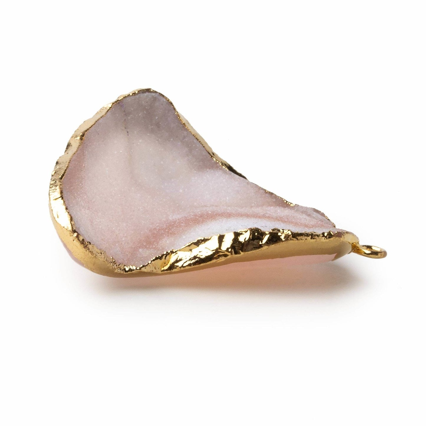 Gold Leafed Pink Drift Concave Drusy Pendant 1 focal bead 31x31x10mm  A Grade