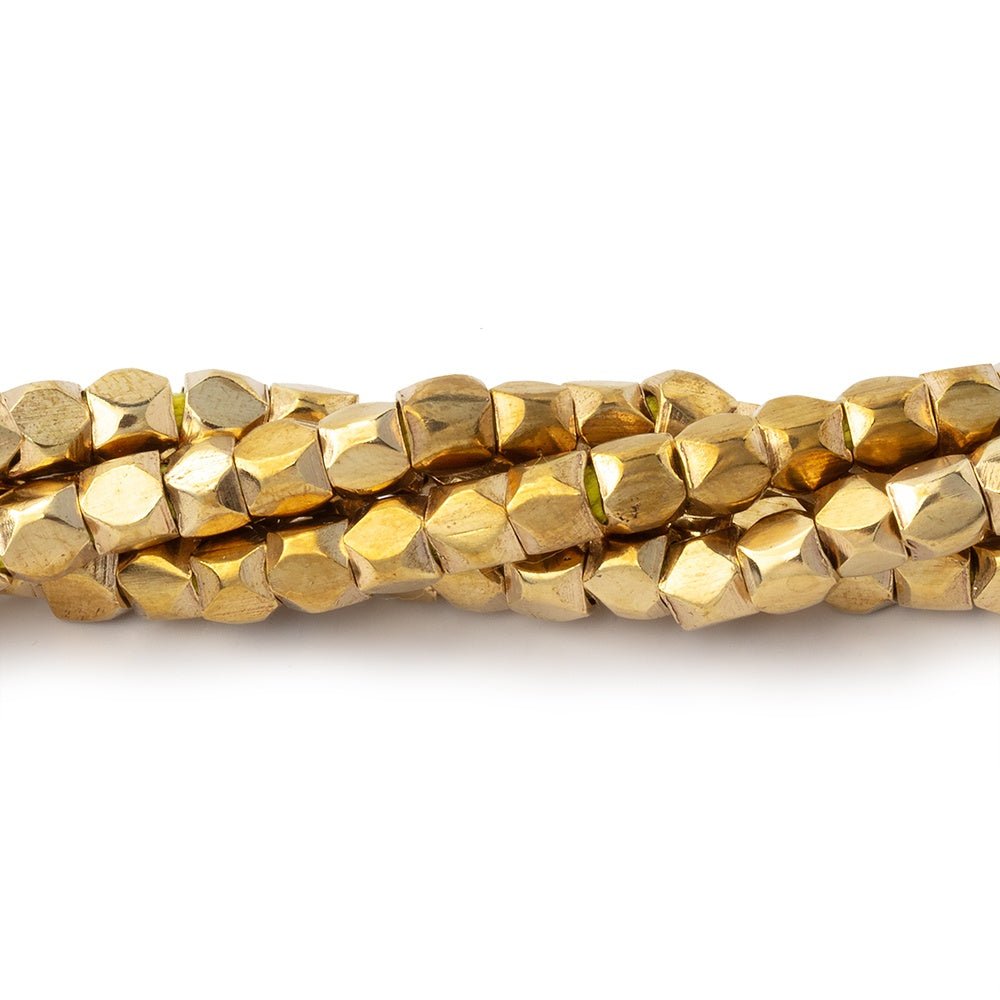 Hand Polished Red Brass Faceted Nugget Beads on an 8 inch Strand