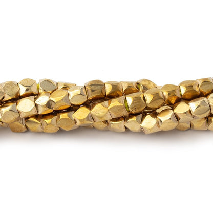 Hand Polished Red Brass Faceted Nugget Beads on an 8 inch Strand