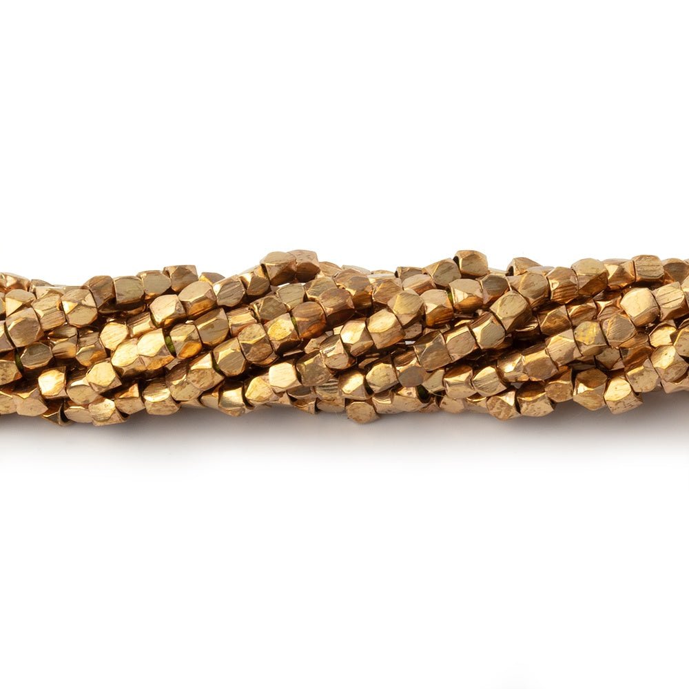 Hand Polished Red Brass Faceted Nugget Beads on an 8 inch Strand