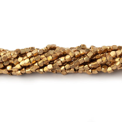 Hand Polished Red Brass Faceted Nugget Beads on an 8 inch Strand