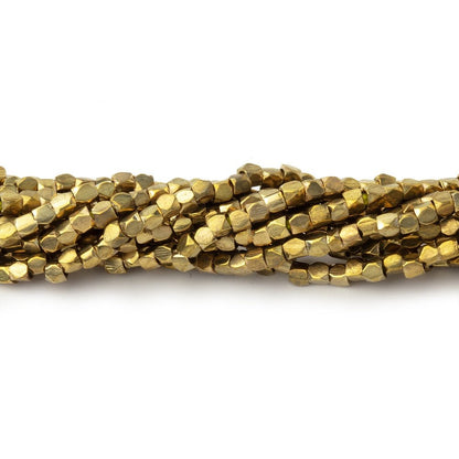 Hand Polished Yellow Brass Faceted Nugget Beads on an 8 inch Strand