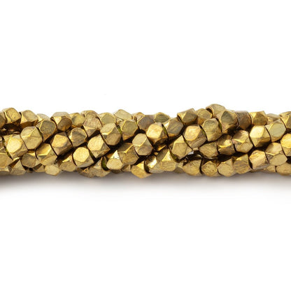 Hand Polished Yellow Brass Faceted Nugget Beads on an 8 inch Strand
