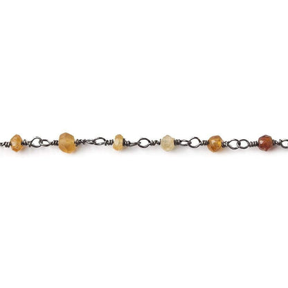 Hessonite Garnet rondelle Black Gold plated Chain by the foot 37 pieces
