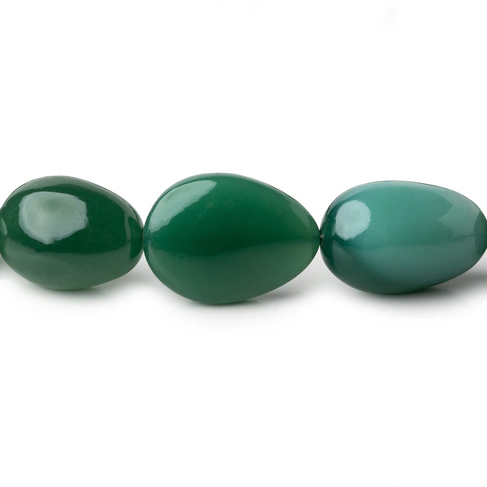 11x9-19x15mm Forest Green Chalcedony plain nuggets 19 inch 29 beads