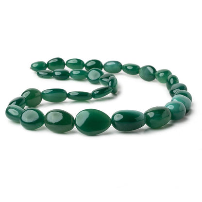 11x9-19x15mm Forest Green Chalcedony plain nuggets 19 inch 29 beads