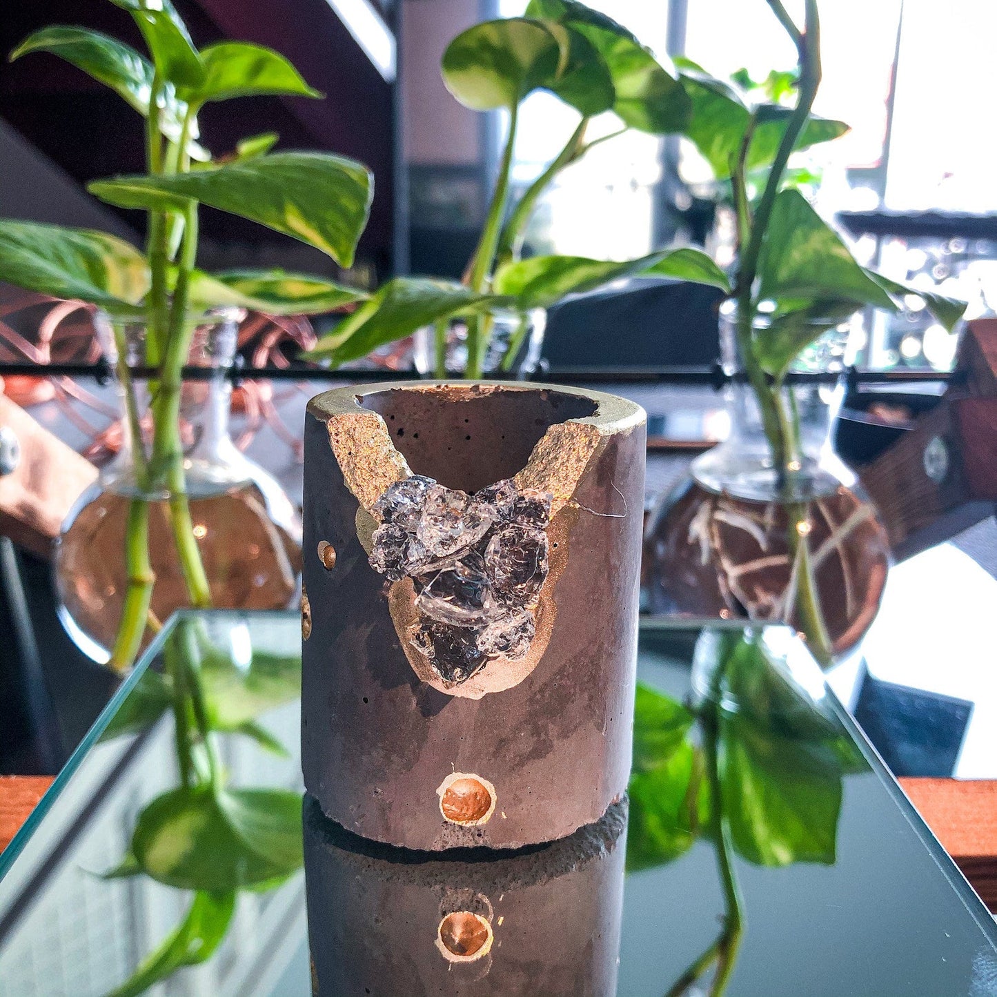 Set of 4 Small Crystal Air Plant Holders - Taper Candle Holders