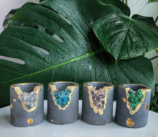 Set of 4 Small Crystal Air Plant Holders - Taper Candle Holders