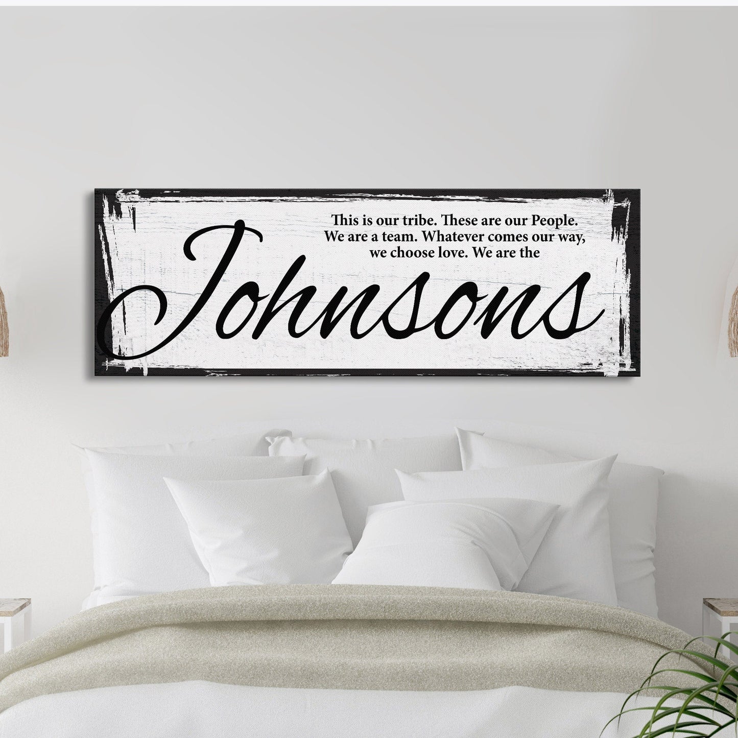 Last name sign canvas print, family name sign, our tribe sign, family wall decor, kitchen sign, inspirational quote, living room sign