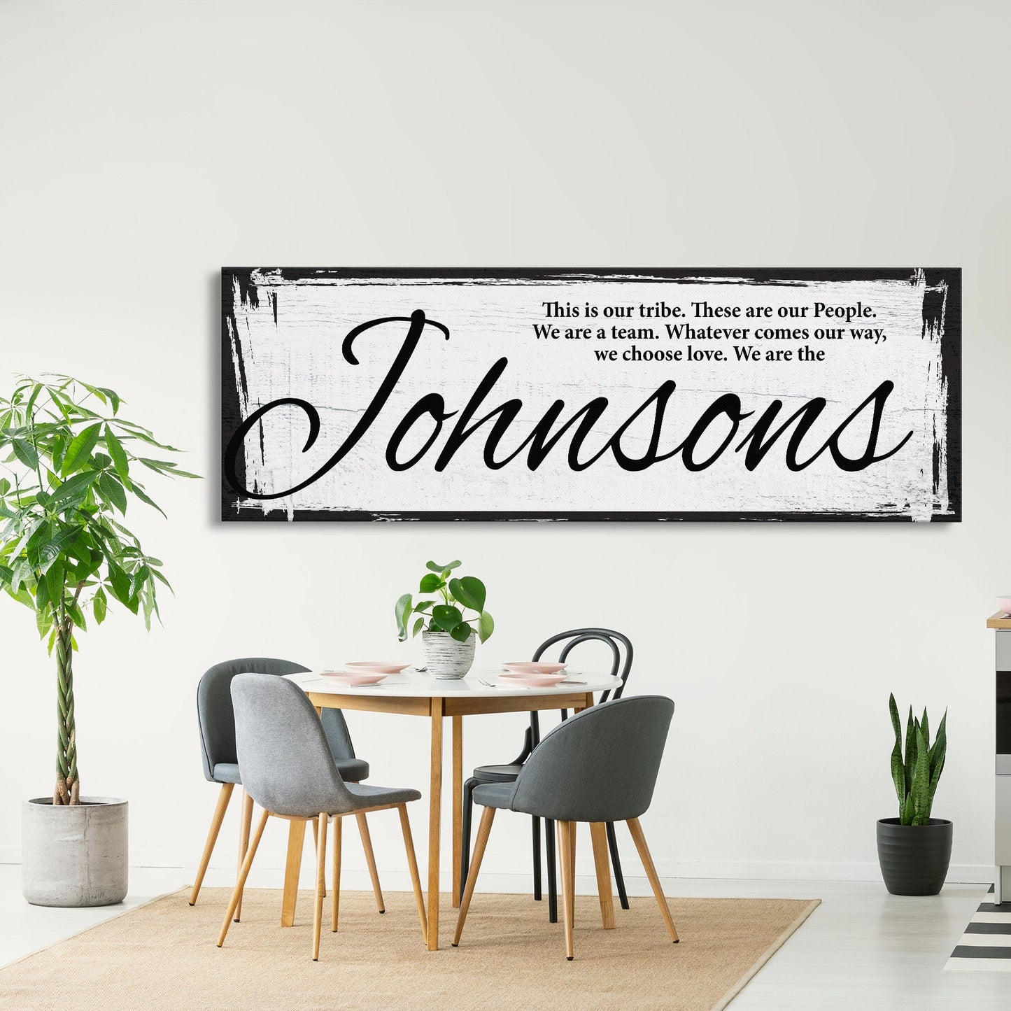 Last name sign canvas print, family name sign, our tribe sign, family wall decor, kitchen sign, inspirational quote, living room sign