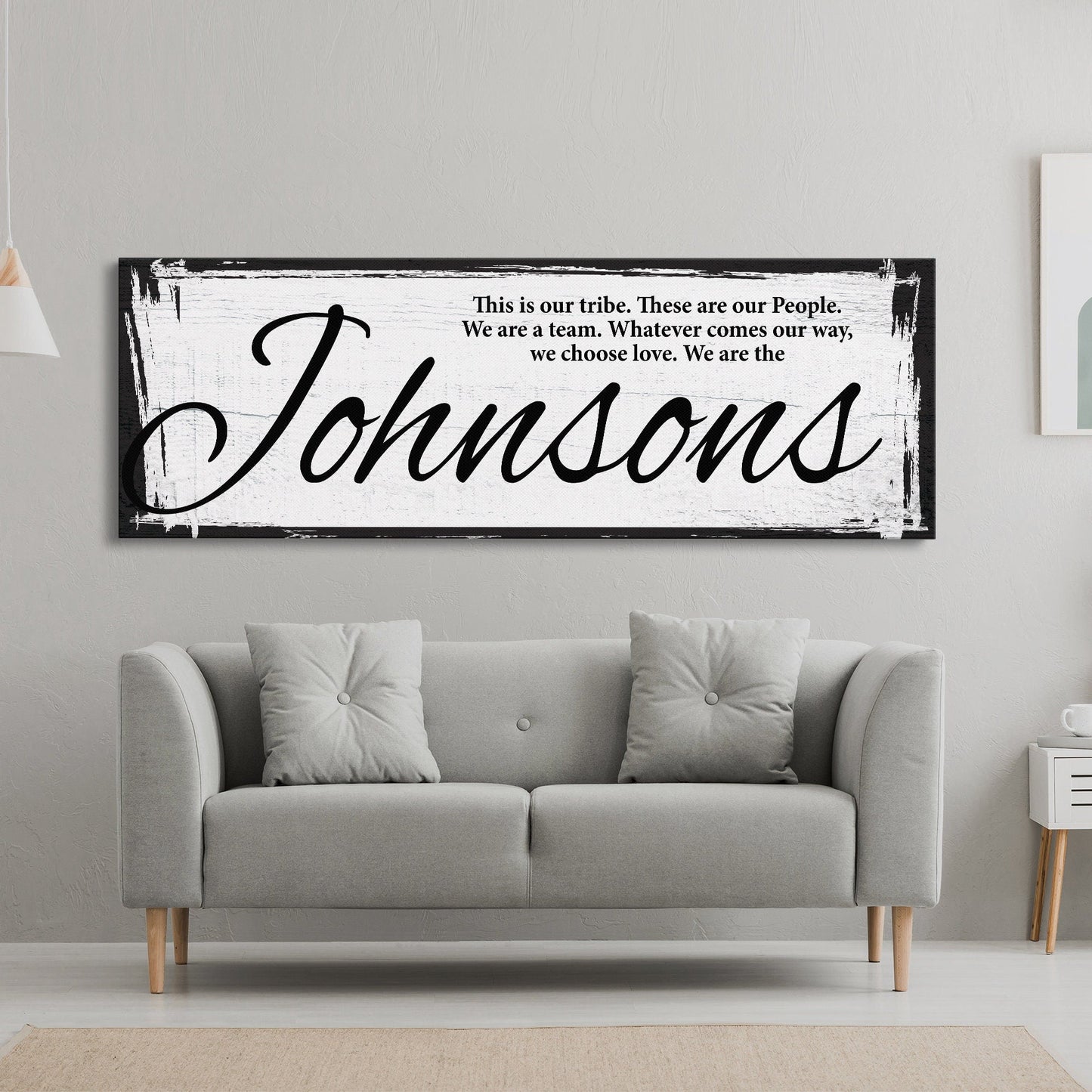 Last name sign canvas print, family name sign, our tribe sign, family wall decor, kitchen sign, inspirational quote, living room sign