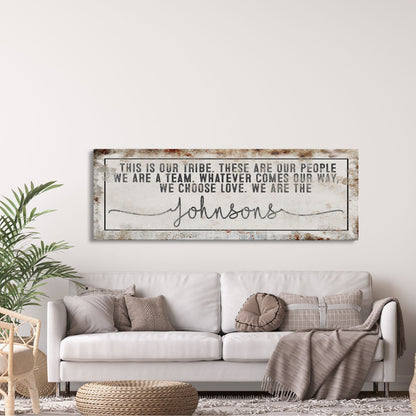 Last name sign canvas print, family name sign, our tribe sign, family wall decor, kitchen sign, inspirational quote, living room sign