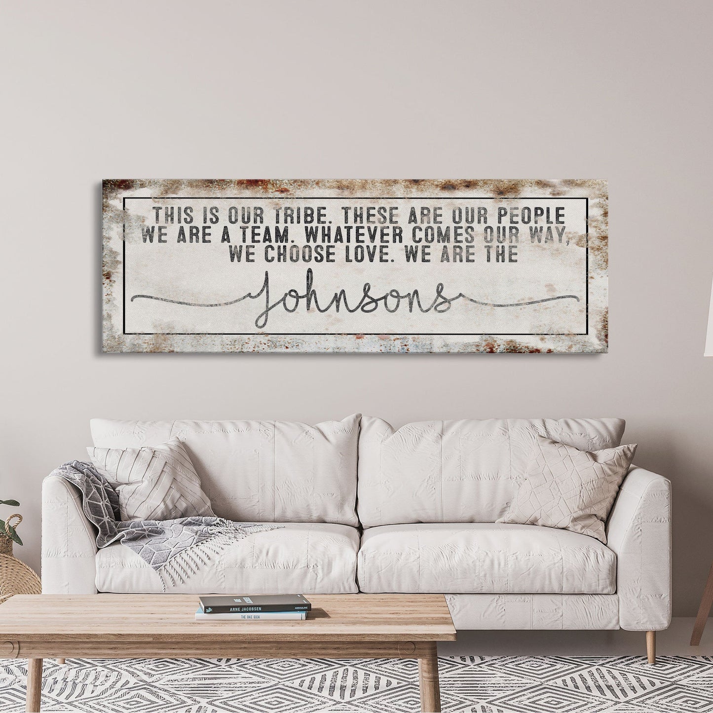 Last name sign canvas print, family name sign, our tribe sign, family wall decor, kitchen sign, inspirational quote, living room sign