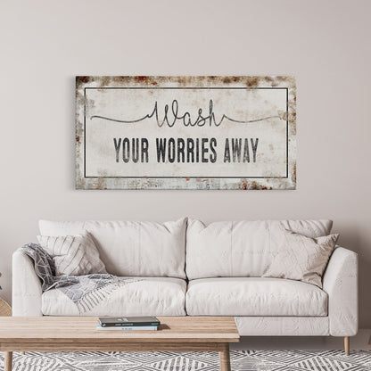 bathroom sign, wash your worries away sign, bath sign, sign for bathroom, bathroom wall decor, bathroom wall art, bath decor, canvas print