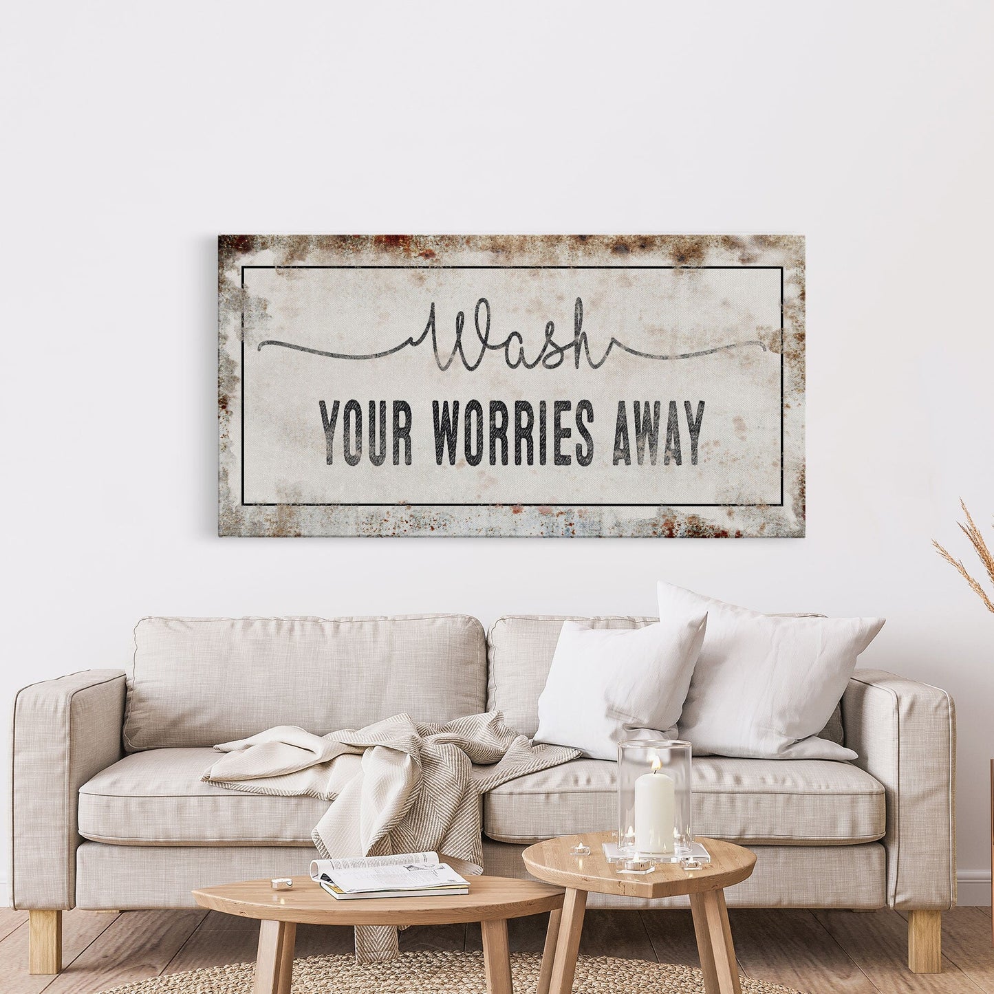 bathroom sign, wash your worries away sign, bath sign, sign for bathroom, bathroom wall decor, bathroom wall art, bath decor, canvas print