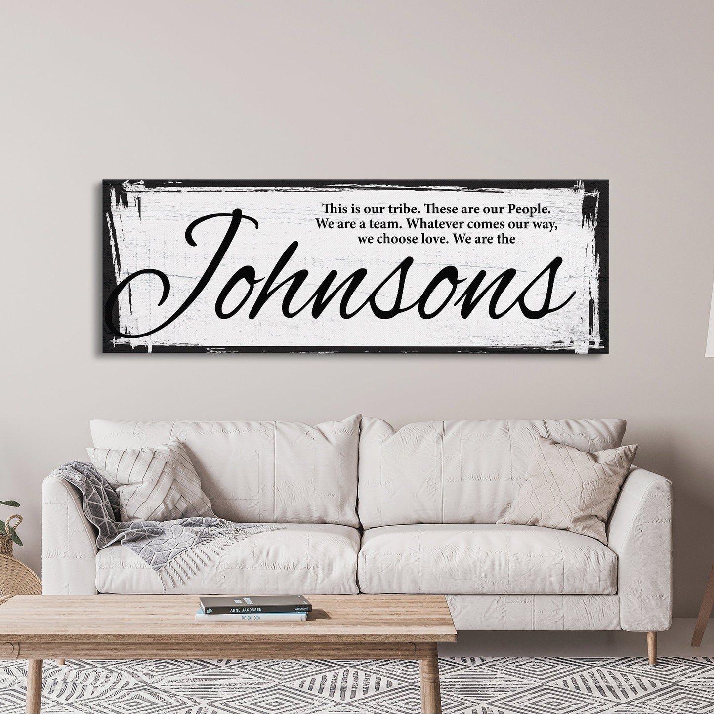 Last name sign canvas print, family name sign, our tribe sign, family wall decor, kitchen sign, inspirational quote, living room sign