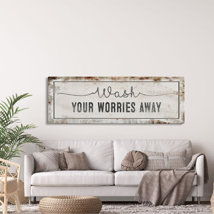 bathroom sign, wash your worries away sign, bath sign, sign for bathroom, bathroom wall decor, bathroom wall art, bath decor, canvas print