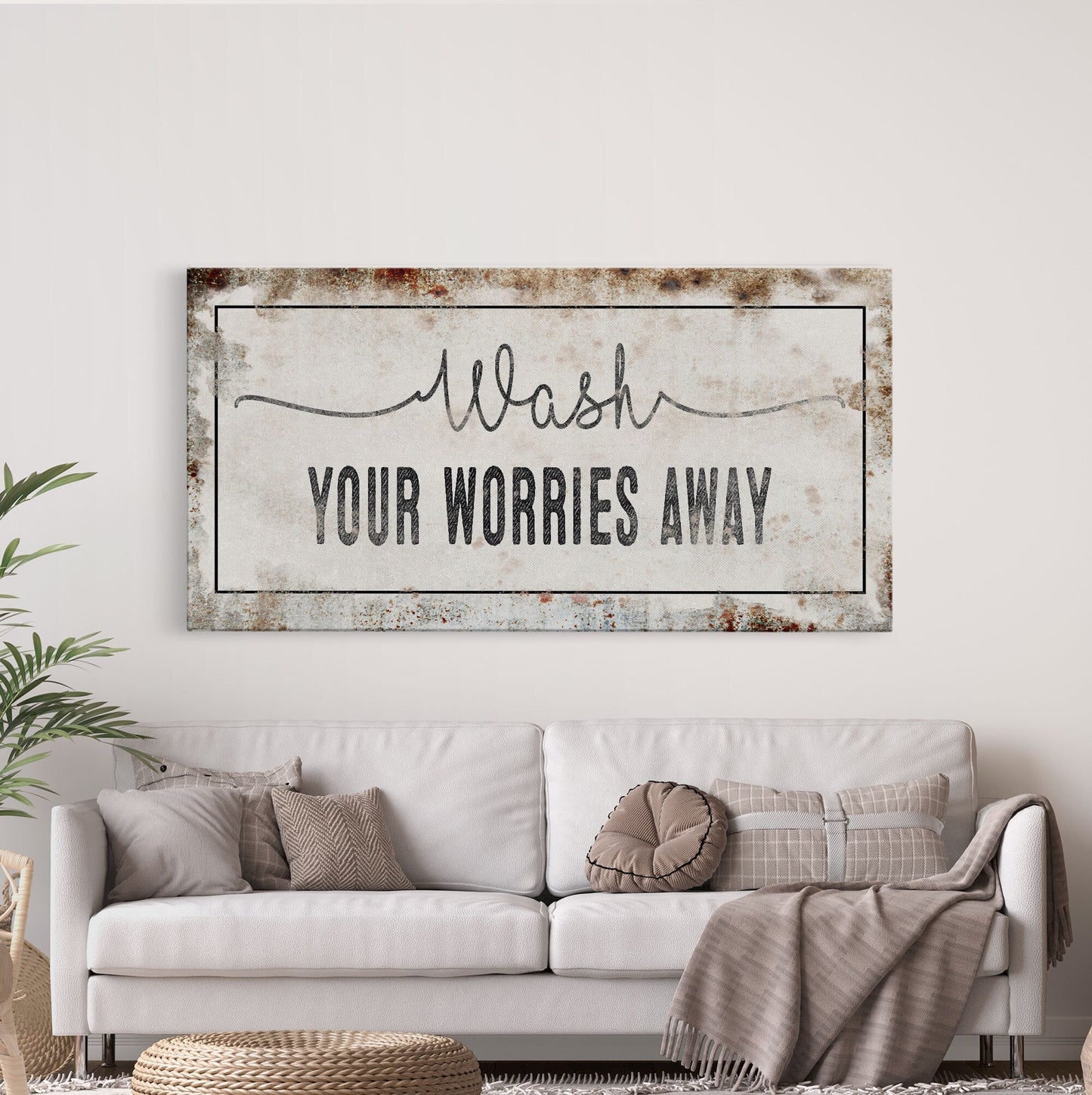bathroom sign, wash your worries away sign, bath sign, sign for bathroom, bathroom wall decor, bathroom wall art, bath decor, canvas print