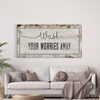 bathroom sign, wash your worries away sign, bath sign, sign for bathroom, bathroom wall decor, bathroom wall art, bath decor, canvas print