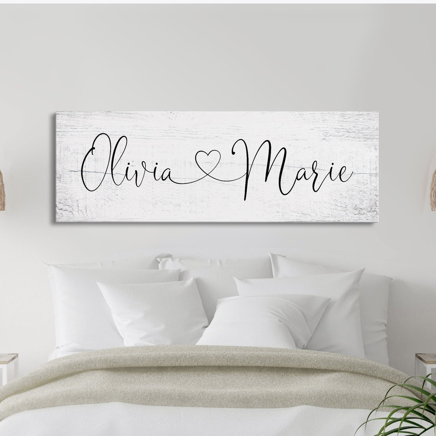 Name sign for nursery canvas print, nursery room decor, baby shower gift, girl name sign, first and middle name sign, above crib decor
