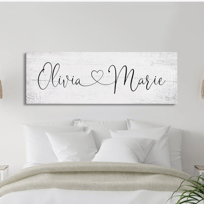 Name sign for nursery canvas print, nursery room decor, baby shower gift, girl name sign, first and middle name sign, above crib decor