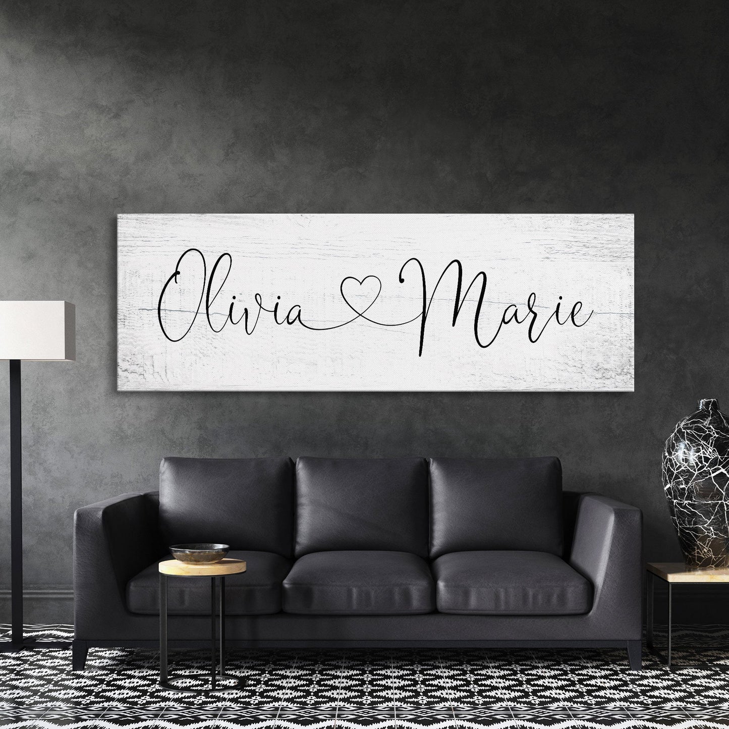 Name sign for nursery canvas print, nursery room decor, baby shower gift, girl name sign, first and middle name sign, above crib decor