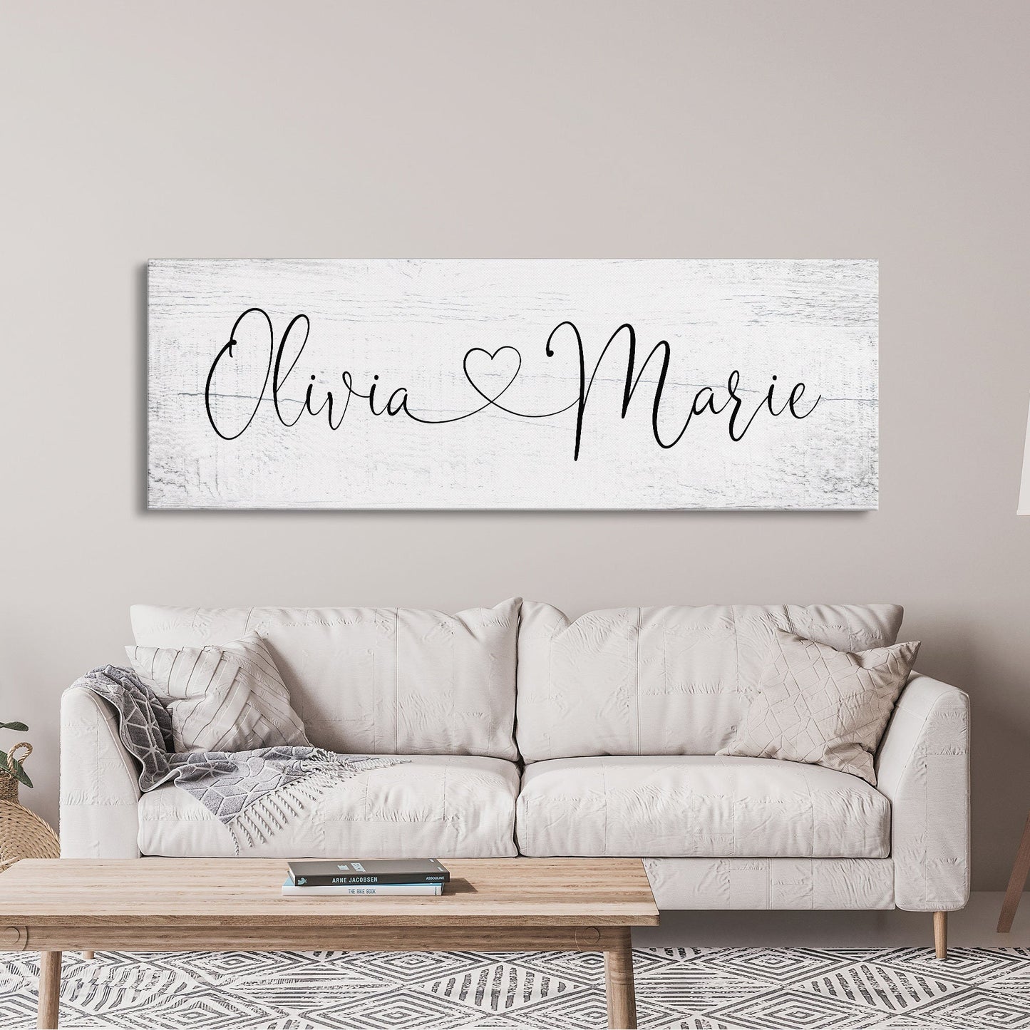 Name sign for nursery canvas print, nursery room decor, baby shower gift, girl name sign, first and middle name sign, above crib decor