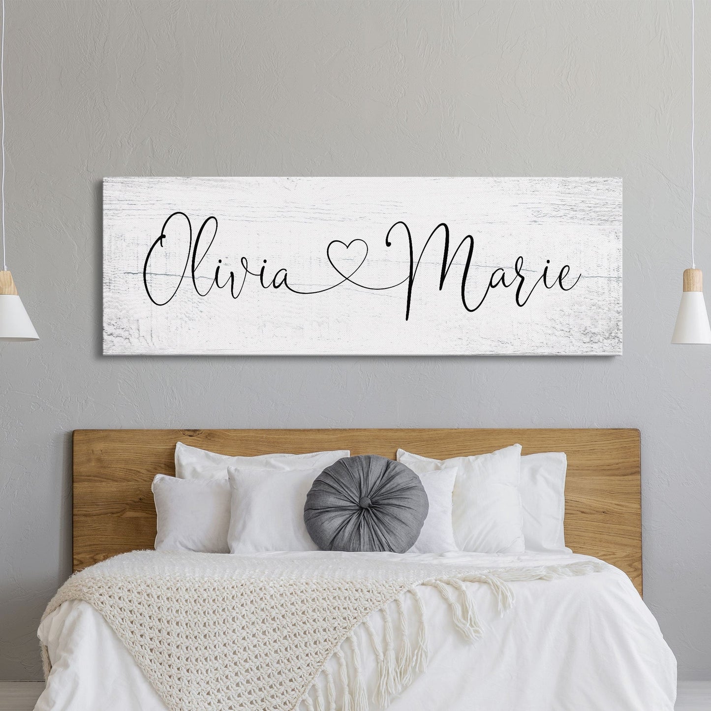 Name sign for nursery canvas print, nursery room decor, baby shower gift, girl name sign, first and middle name sign, above crib decor