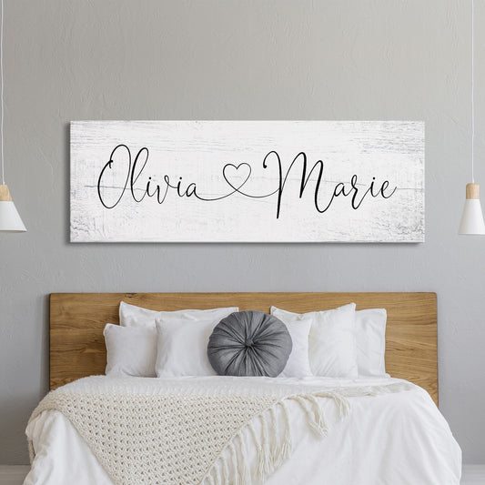 Name sign for nursery canvas print, nursery room decor, baby shower gift, girl name sign, first and middle name sign, above crib decor