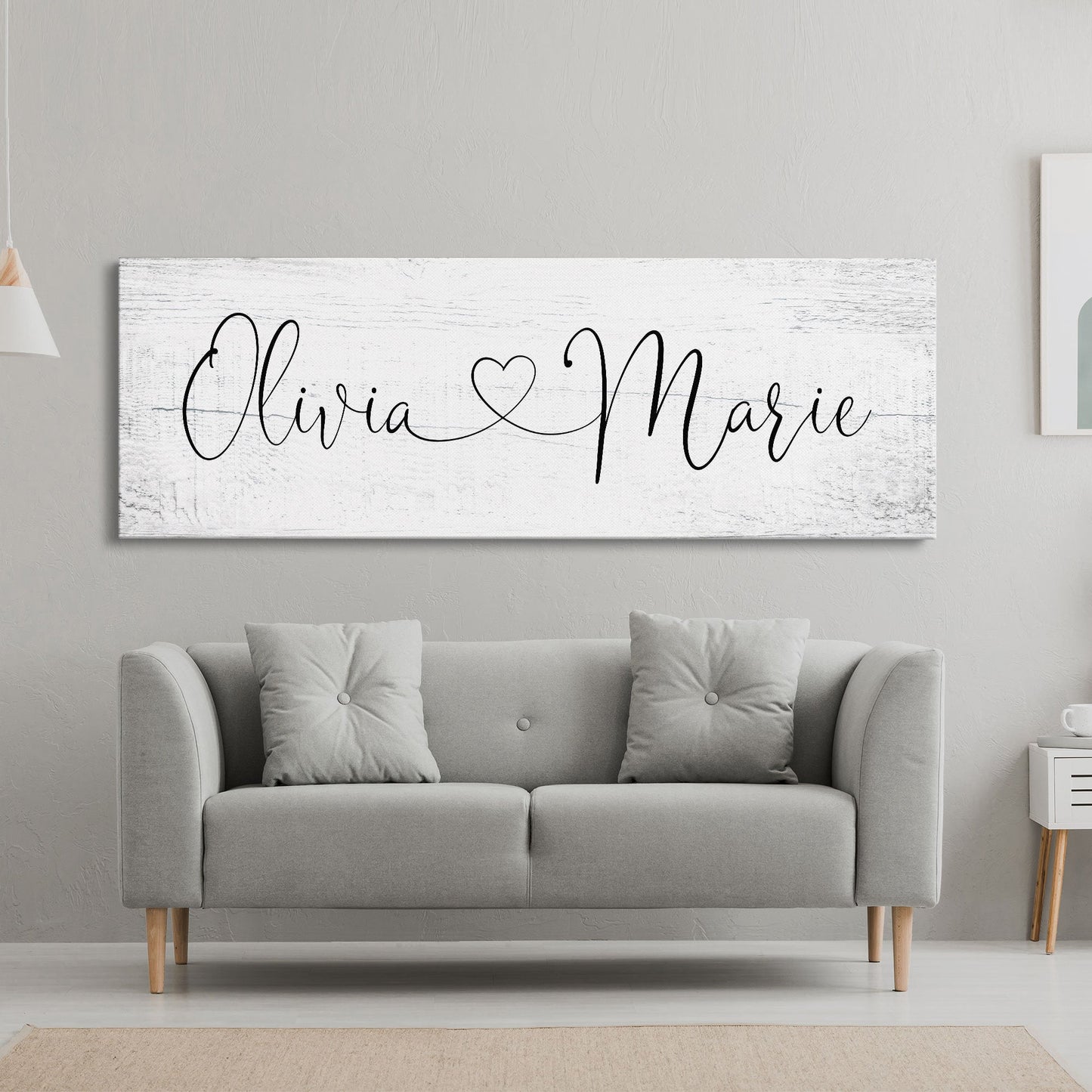 Name sign for nursery canvas print, nursery room decor, baby shower gift, girl name sign, first and middle name sign, above crib decor
