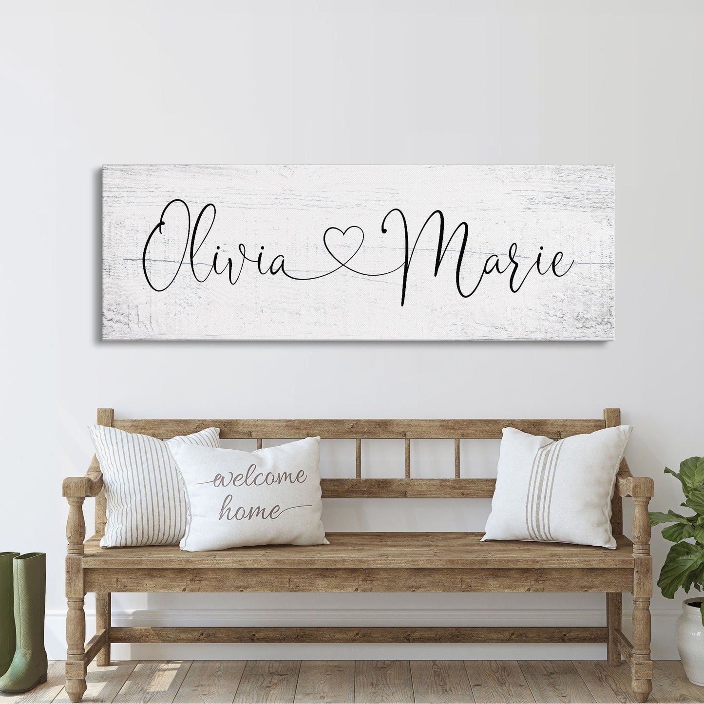 Name sign for nursery canvas print, nursery room decor, baby shower gift, girl name sign, first and middle name sign, above crib decor