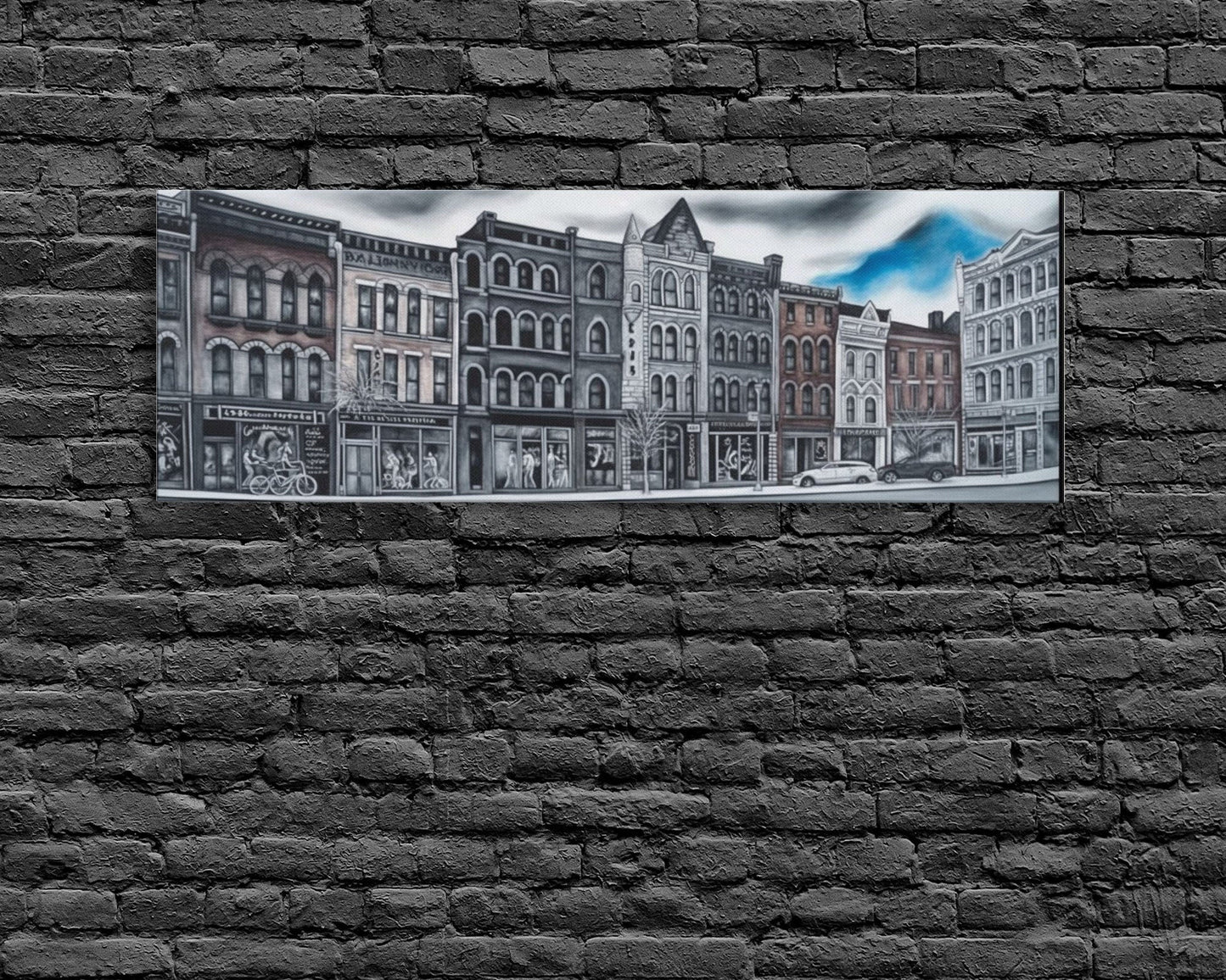 City Buildings Canvas Print, Large Urban Art Print, City Art, Row Of Buildings, Streetscape, Skyline, Panoramic, Wall Art, Canvas Print