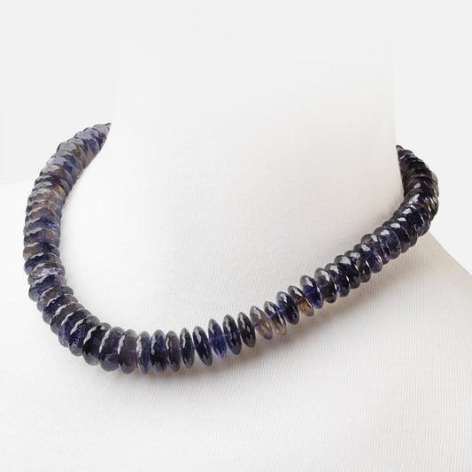 Iolite German Faceted Rondelle Necklace with a 14kt Gold Clasp AA
