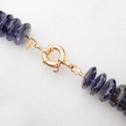 Iolite German Faceted Rondelle Necklace with a 14kt Gold Clasp AA