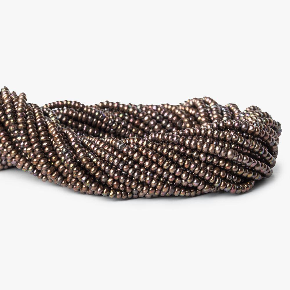 3mm Iridescent Green Center Drill Button Freshwater Pearl 210 pcs