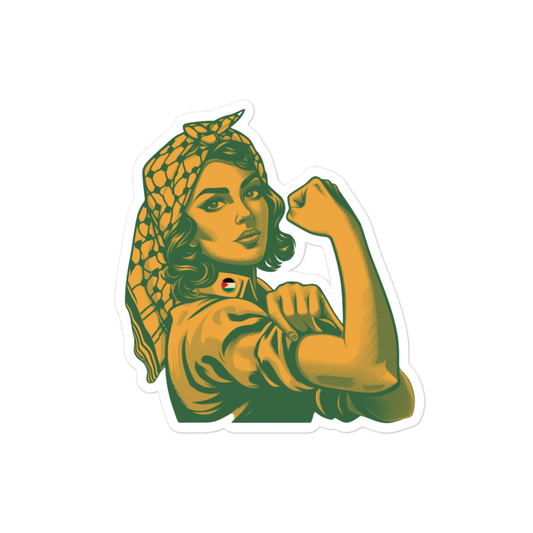 Strong Woman With Keffiyeh Bubble-free sticker