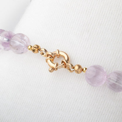 Kunzite Plain Round Necklace with a 14kt Gold Clasp AAA