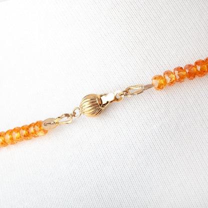 Mandarin Garnet Faceted Rondelle Necklace with a 14kt Gold Clasp AAA