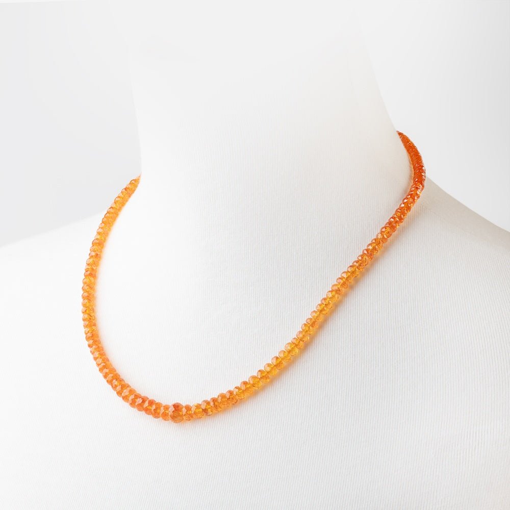 Mandarin Garnet Faceted Rondelle Necklace with a 14kt Gold Clasp AAA