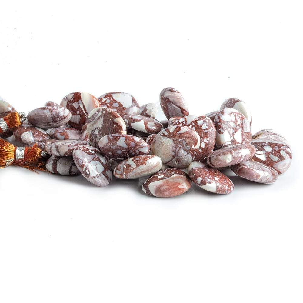 15-19mm Marbled Red Jasper Plain Heart Beads 8 inch 42 pieces