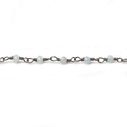 3mm Milky Aquamarine Black Gold plated Chain by the foot