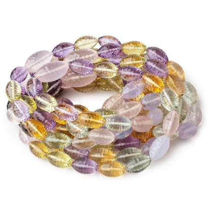 14-20mm Multi Gem concave checkerboard faceted marquise 16 inch 29 beads AAA