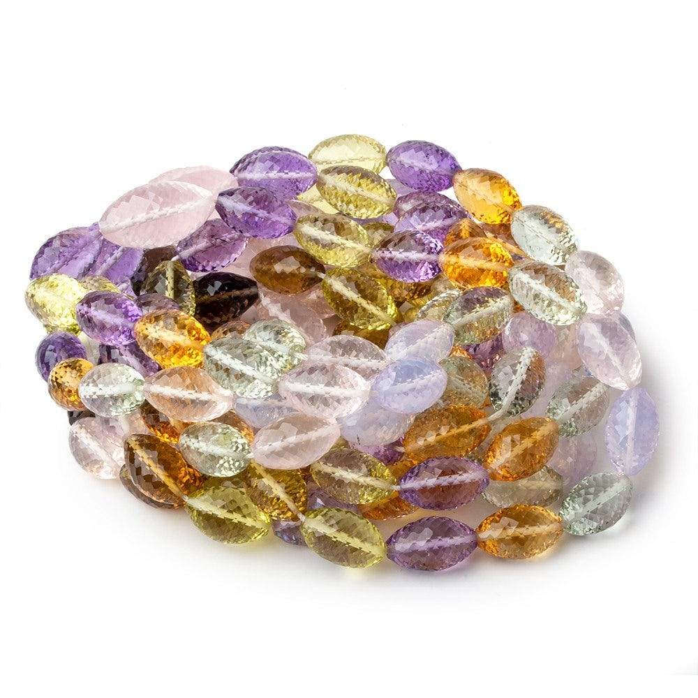 Multi Gemstone Concave Faceted Marquise 16 inch 29 beads AAA