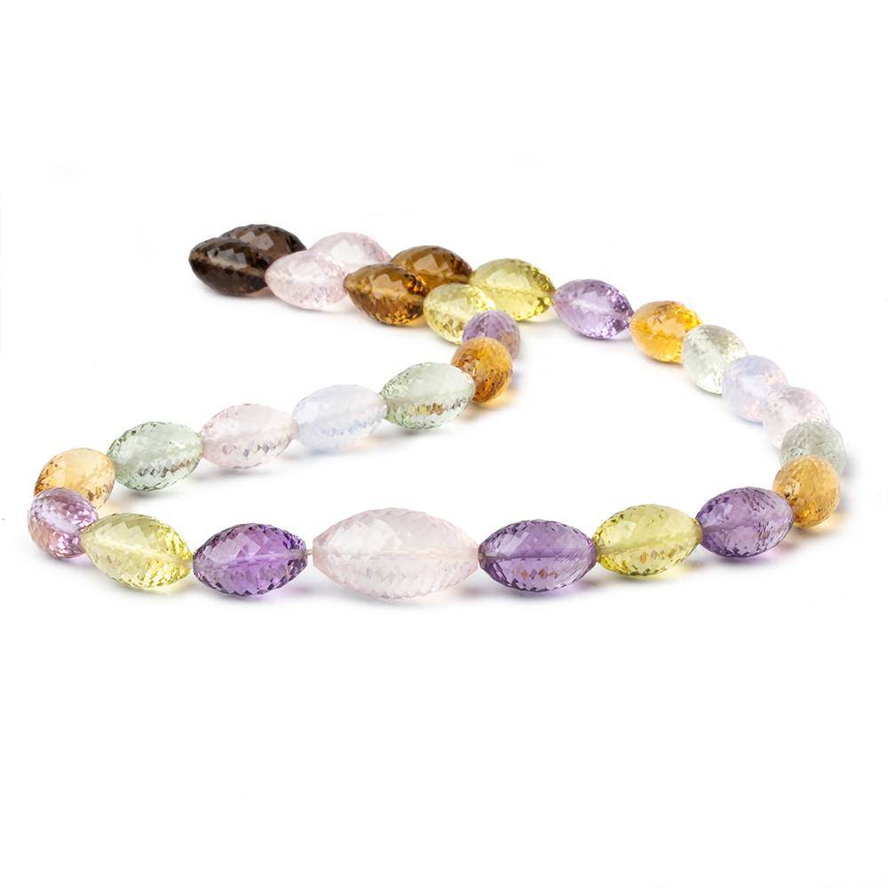 Multi Gemstone Concave Faceted Marquise 16 inch 29 beads AAA