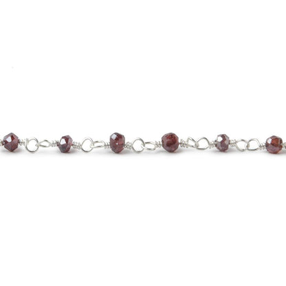 3mm Mystic Rhodolite Garnet faceted rondelles on Silver plated Chain