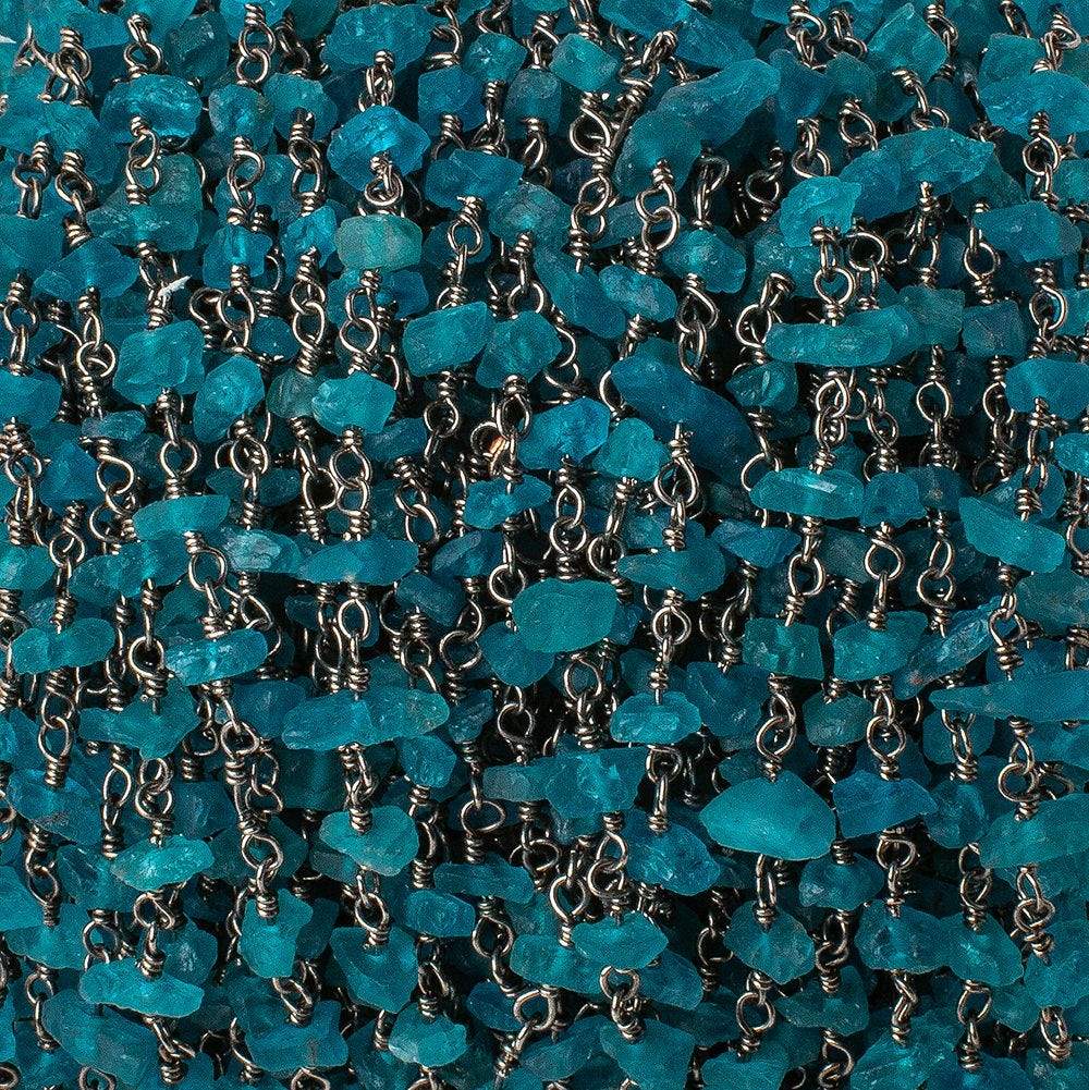 Neon Apatite chips Black Gold on Silver .925 sold by the foot 40 beads per