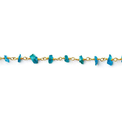 Neon Apatite chips on Vermeil Chain by the foot 40 beads per