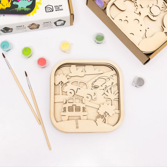 3D DIY Wood Painting Kit for Kids – Cars